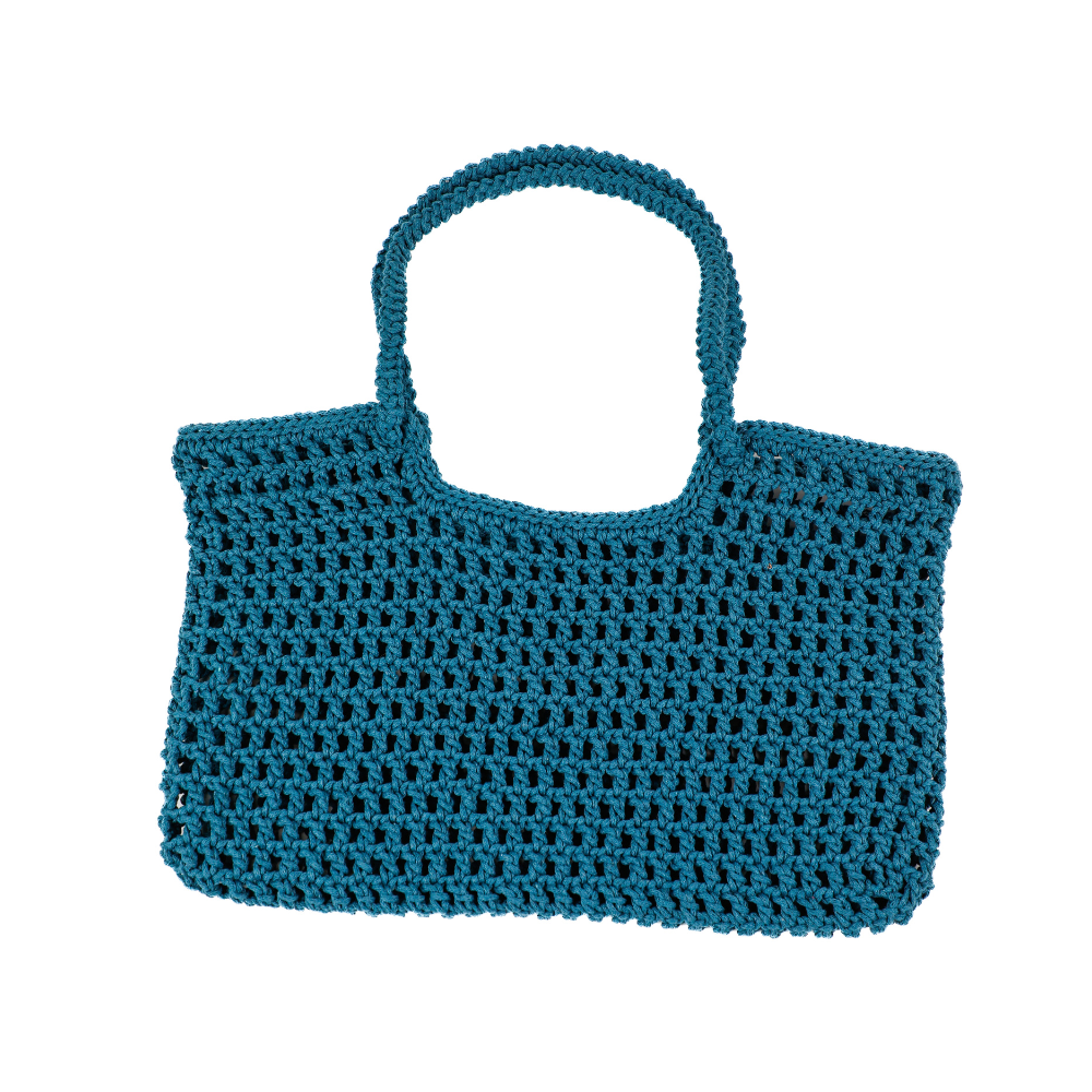 Simona Macrame Tote Bag - Ocean Blue