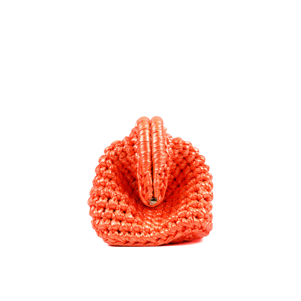 Elena Metallic Clutch - Phosphoric Orange