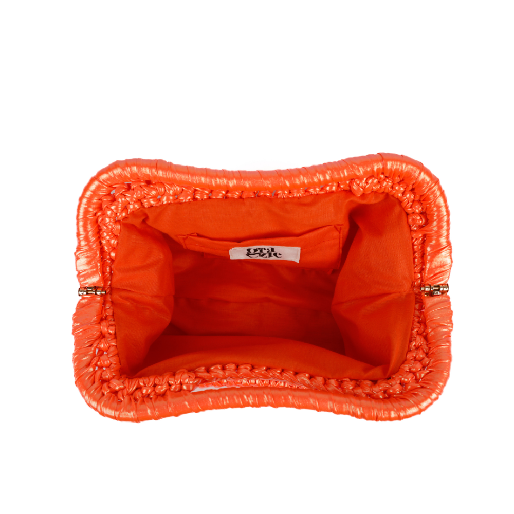 Elena Metallic Clutch - Phosphoric Orange