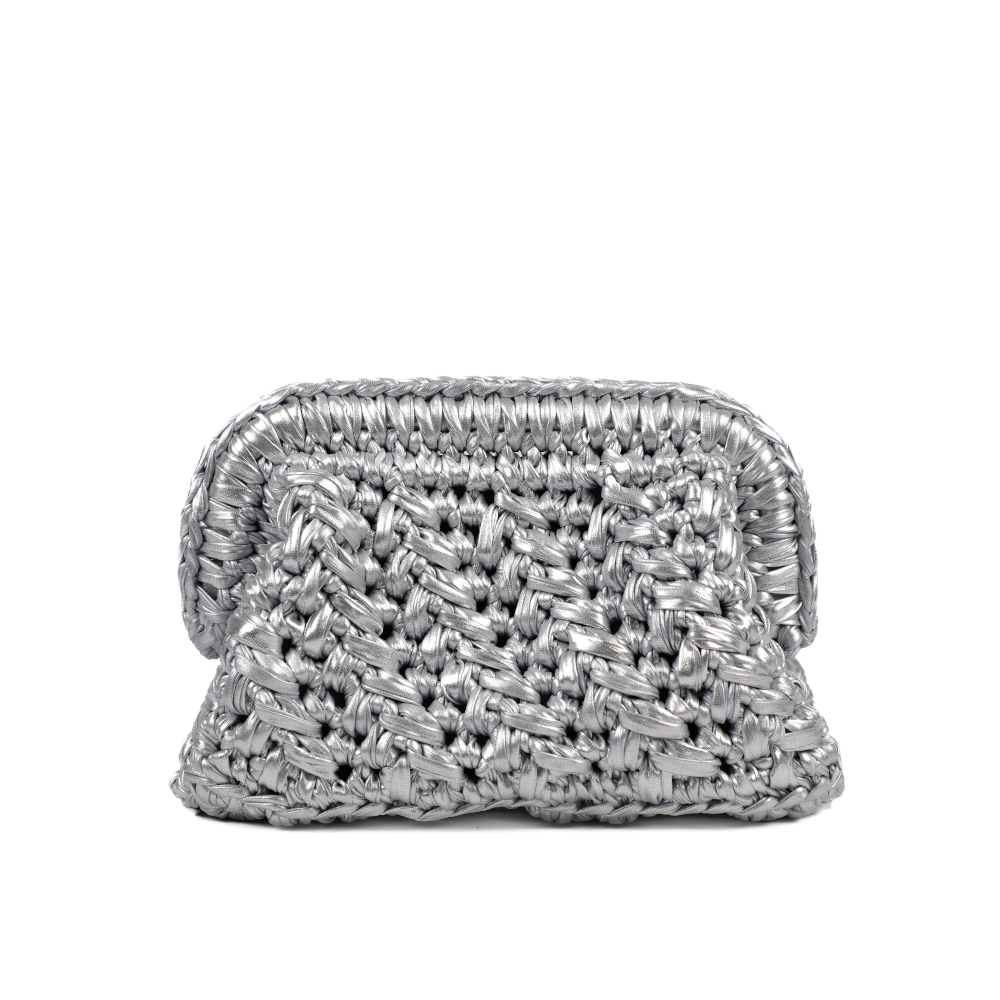 Erika Metallic Clutch - Frosted Silver
