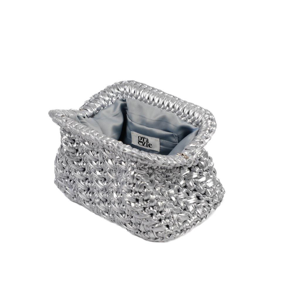 Erika Metallic Clutch - Frosted Silver