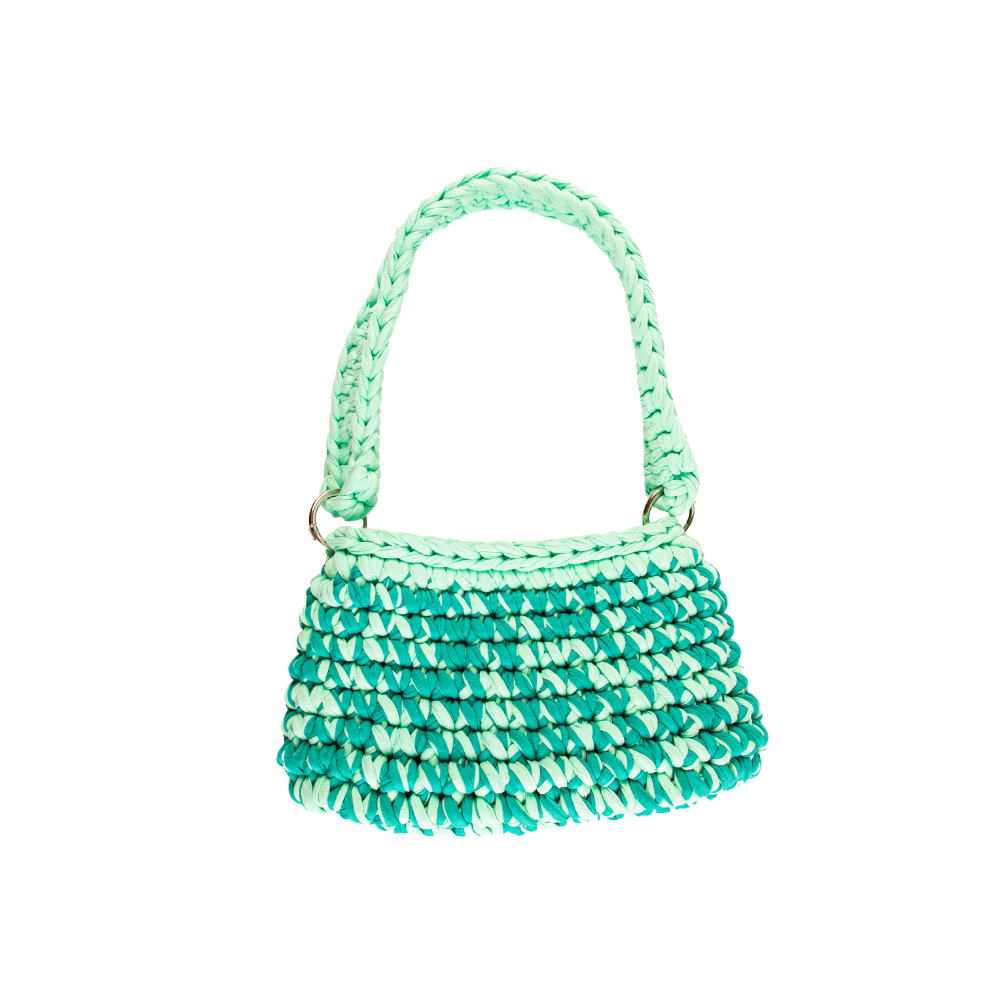 Amalia T-Shirt Yarn Handbag - Green Aqua Blue