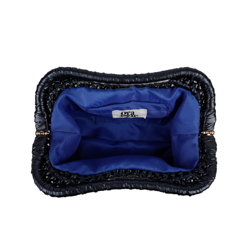 Elena Metallic Clutch - Cosmic Blue Black