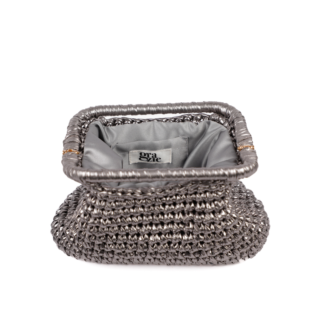 Adele Metallic Open Clutch - Aluminium