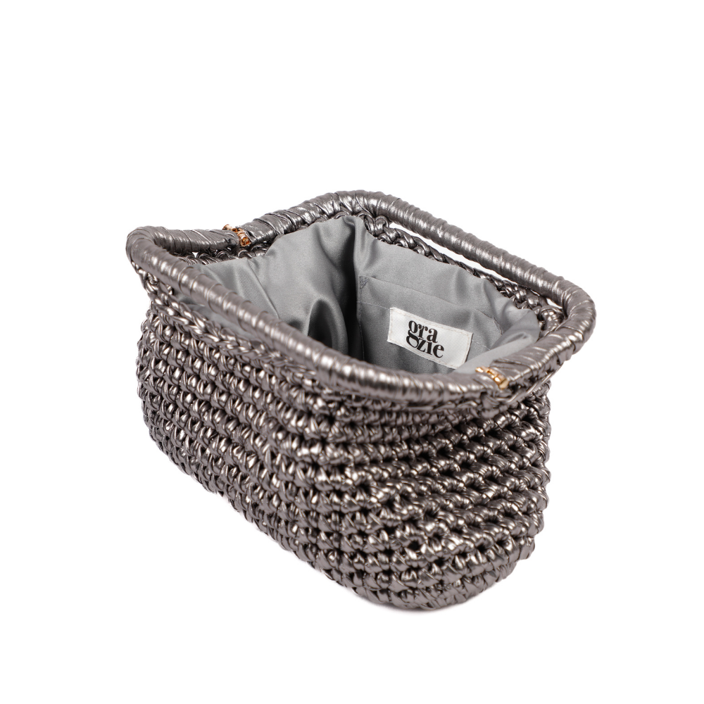 Adele Metallic Open Clutch - Aluminium