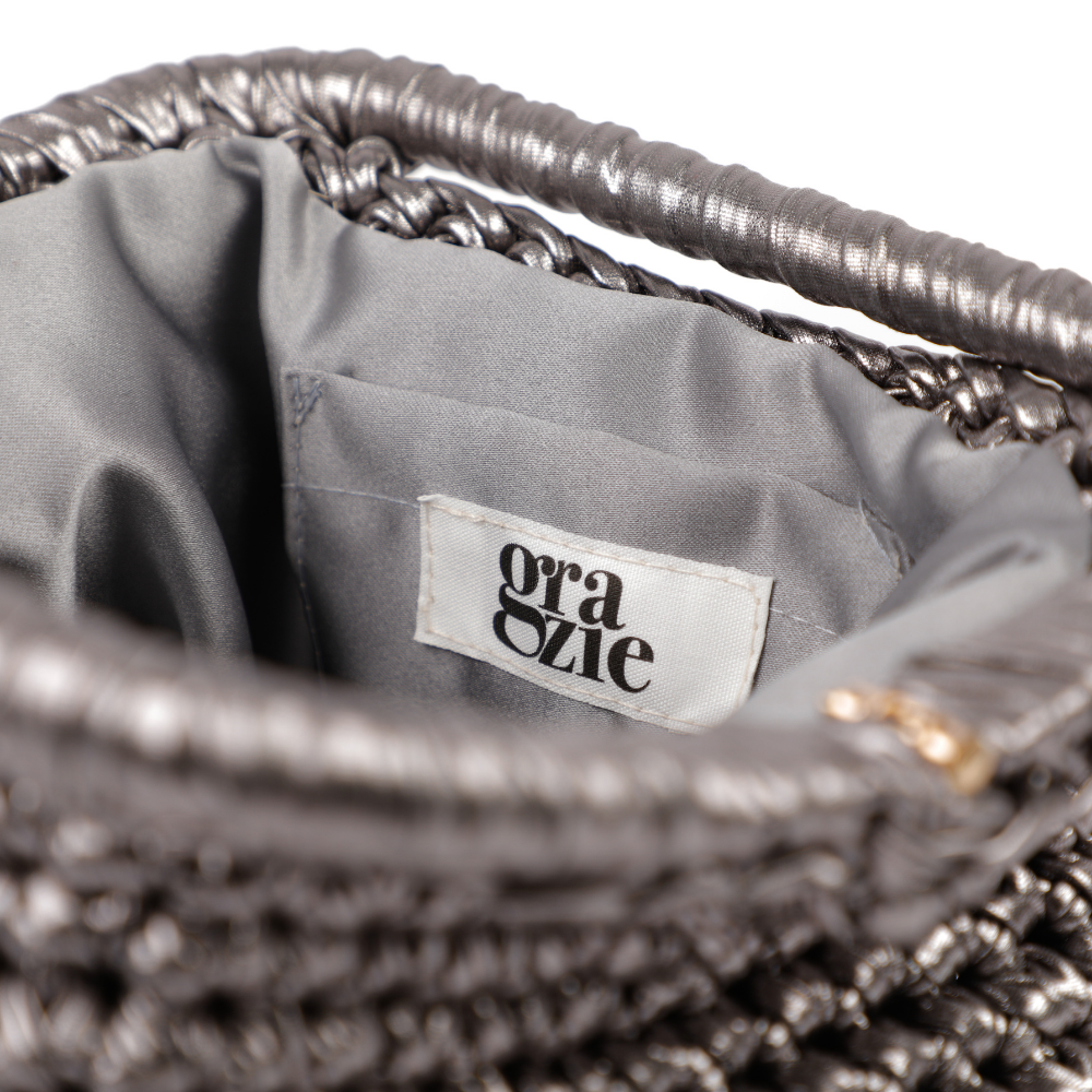 Adele Metallic Open Clutch - Aluminium