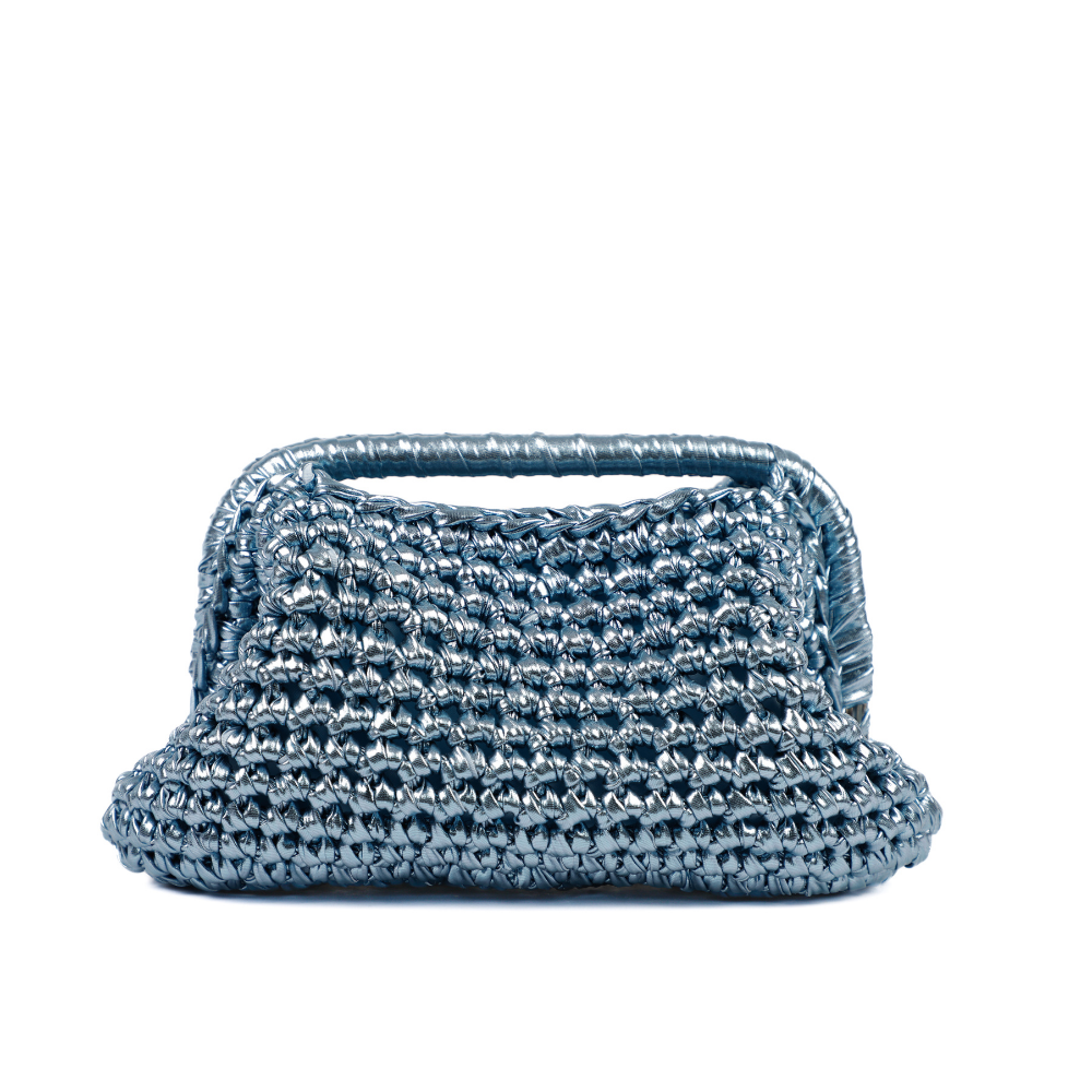 Adele Metallic Open Clutch - Baby Blue
