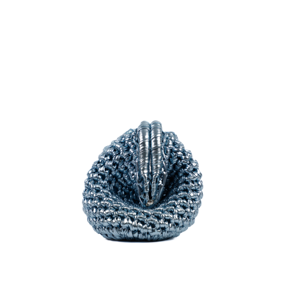 Adele Metallic Open Clutch - Baby Blue