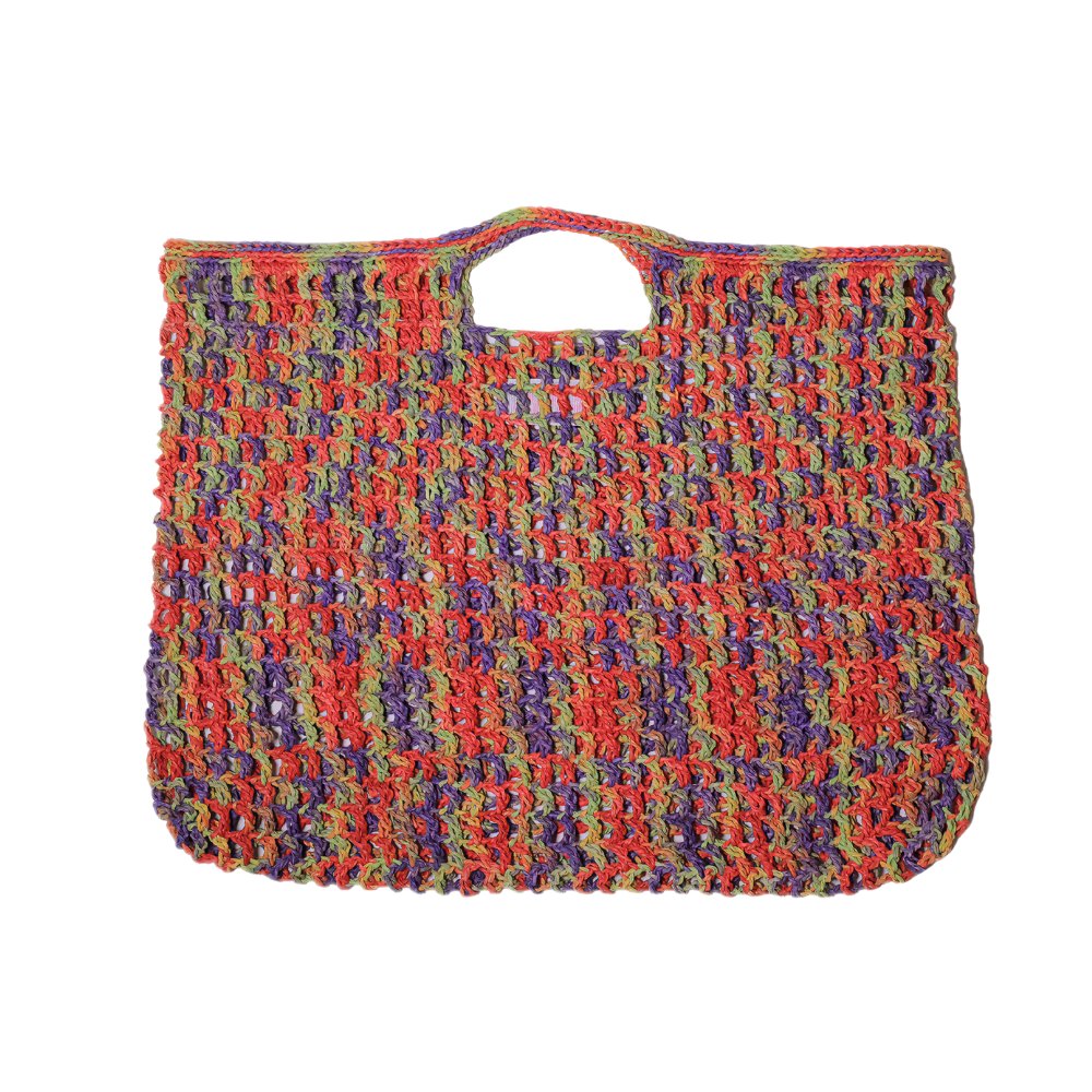 Matilde Raffia Beach Bag - Red & Purple