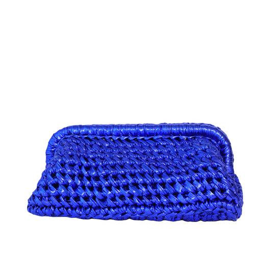 Bianca Metallic Clutch - Imperial Blue