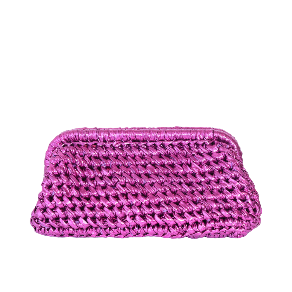 Bianca Metallic Clutch - French Fuchsia