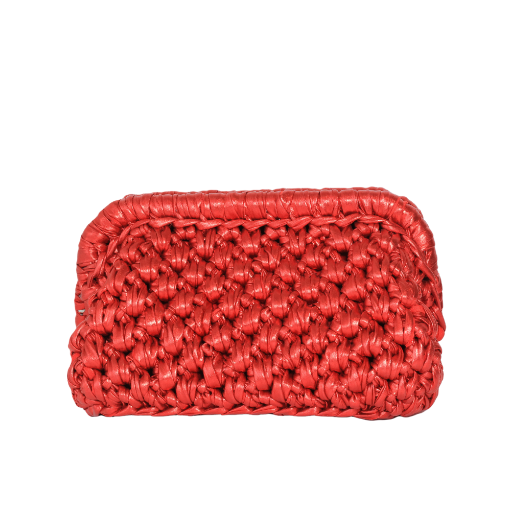 Emma Metallic Clutch - Ruby Red