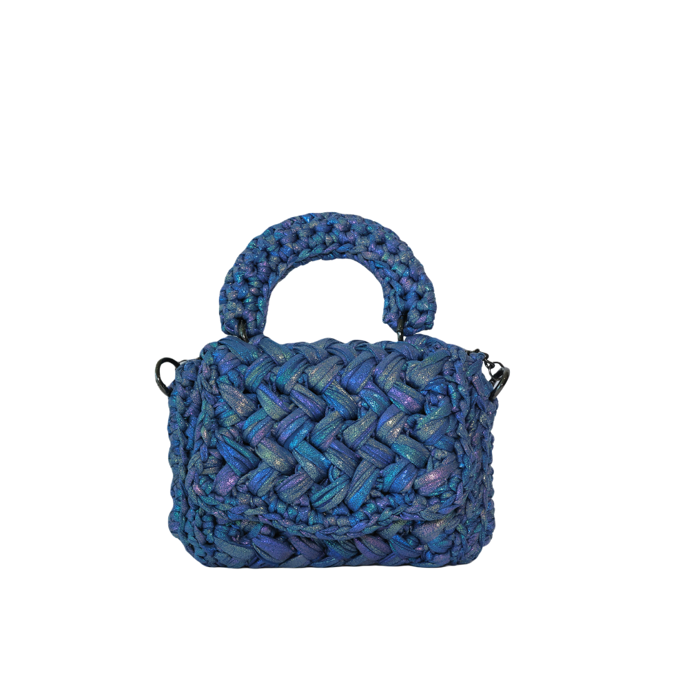 Lucia Puff Metallic Crossbody - Blueberry Blue