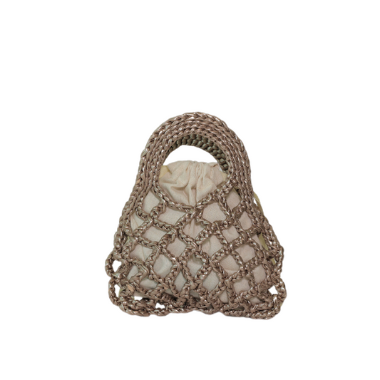 Alice Mini Metallic Net Bag - Champagne