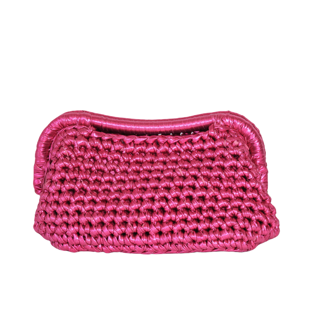 Elena Metallic Clutch - Hollywood Cerise