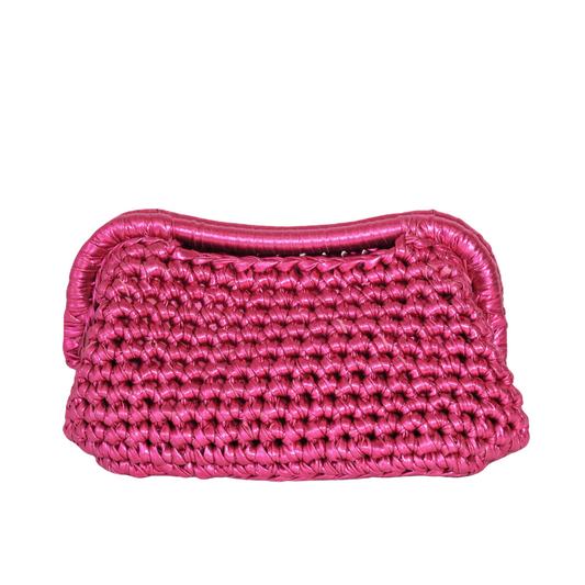 Elena Metallic Clutch - Hollywood Cerise