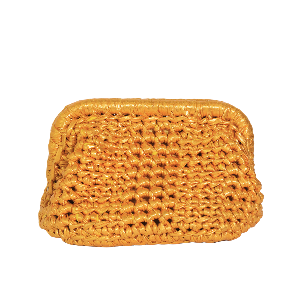 Bella Metallic Clutch - Deep Saffron