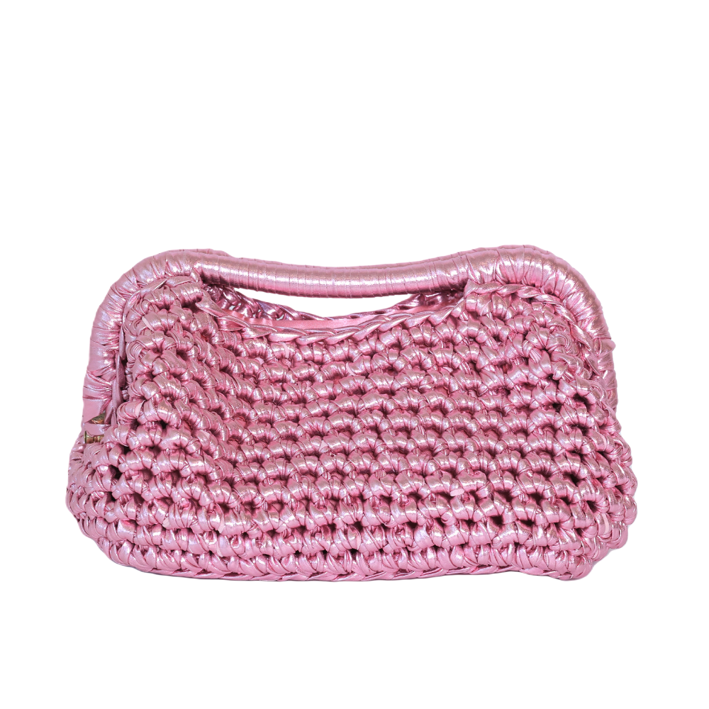 Elena Metallic Clutch - Cotton Candy