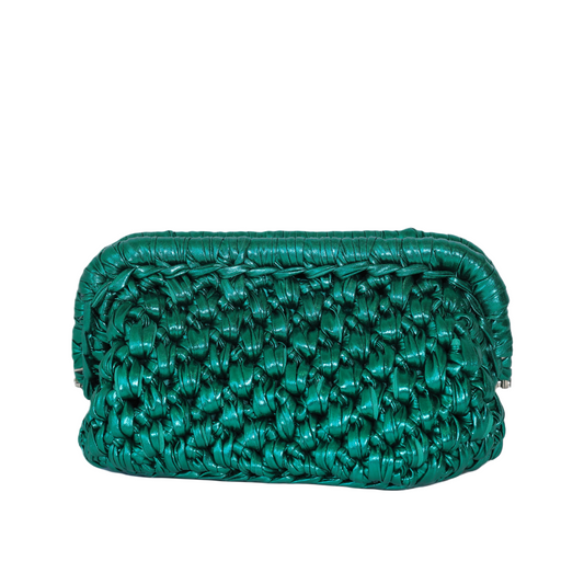 Azurra Metallic Clutch - Forest Green