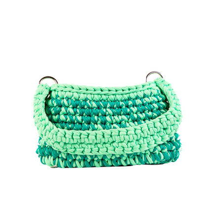 Amalia T-Shirt Yarn Handbag - Green Aqua Blue
