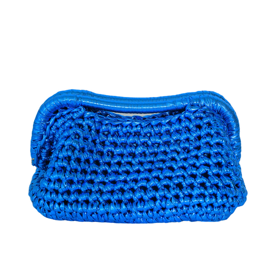 Elena Metallic Clutch - Cobalt Blue