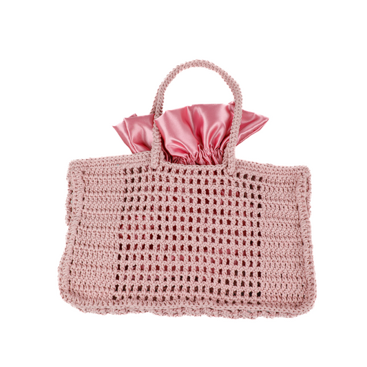 Simona Macrame Tote Bag - Pastel Pink