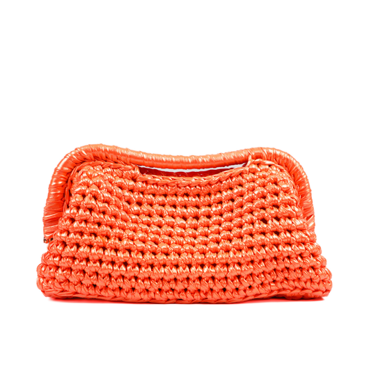 Elena Metallic Clutch - Phosphoric Orange