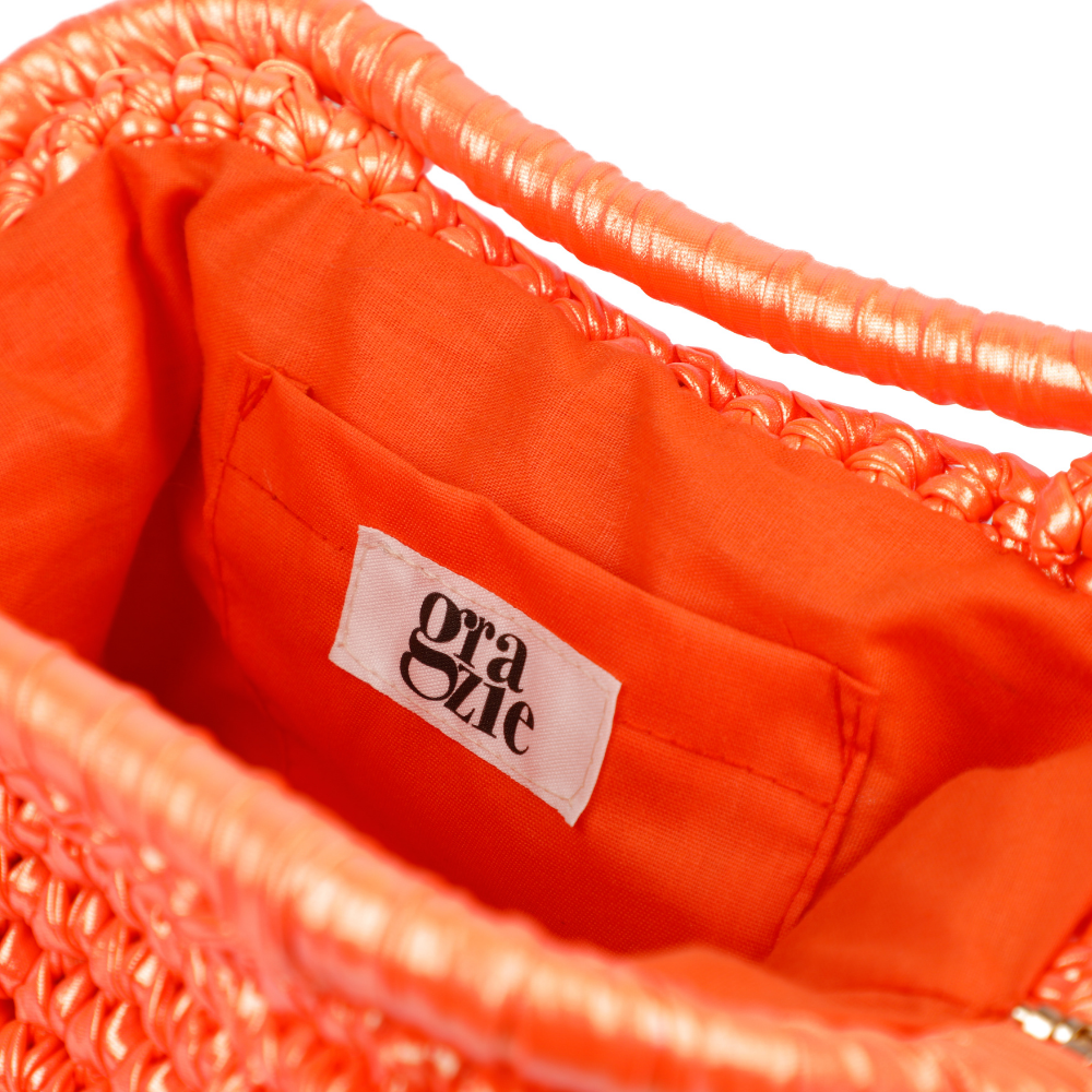 Elena Metallic Clutch - Phosphoric Orange