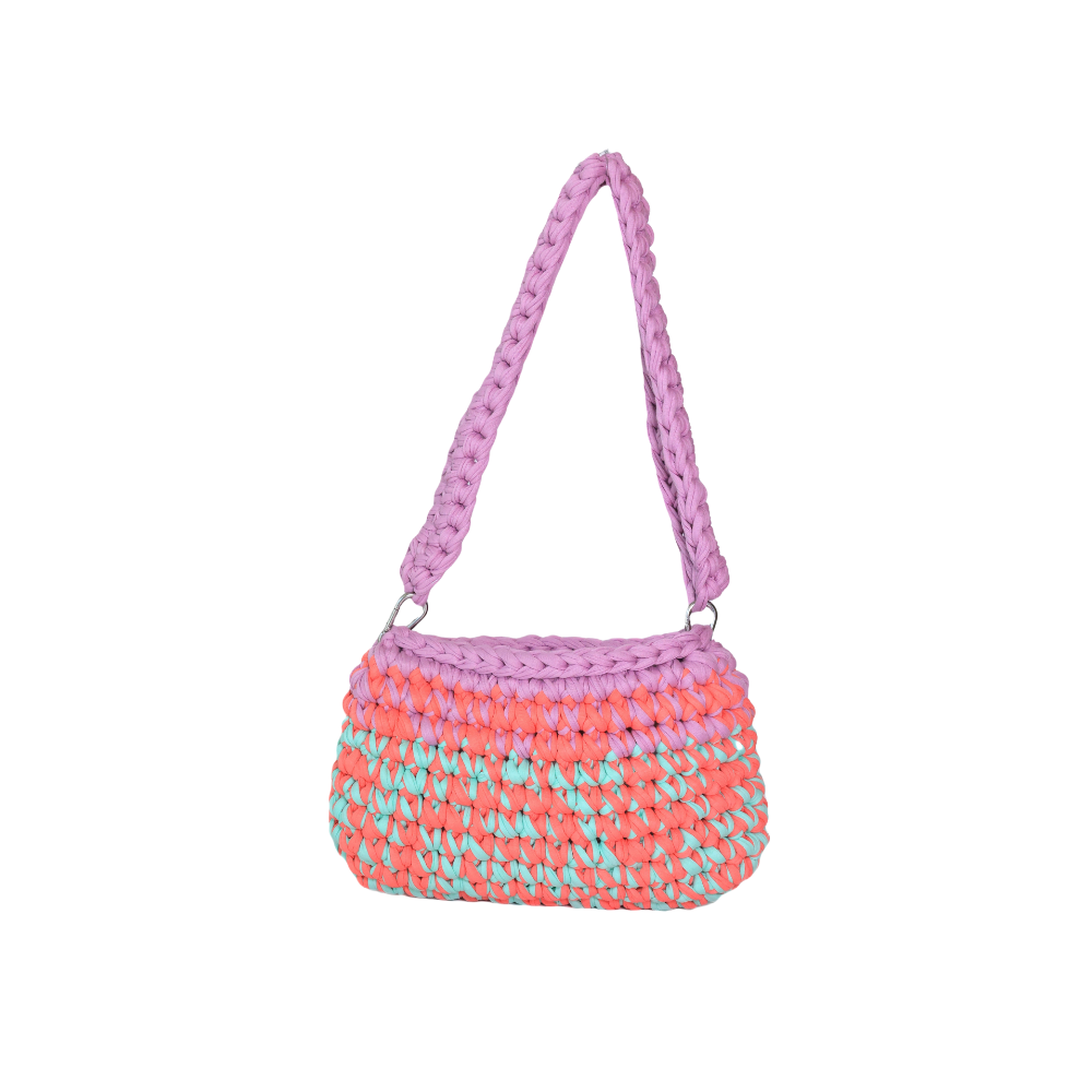 Amalia T-Shirt Yarn Handbag - Pink, Red & Green