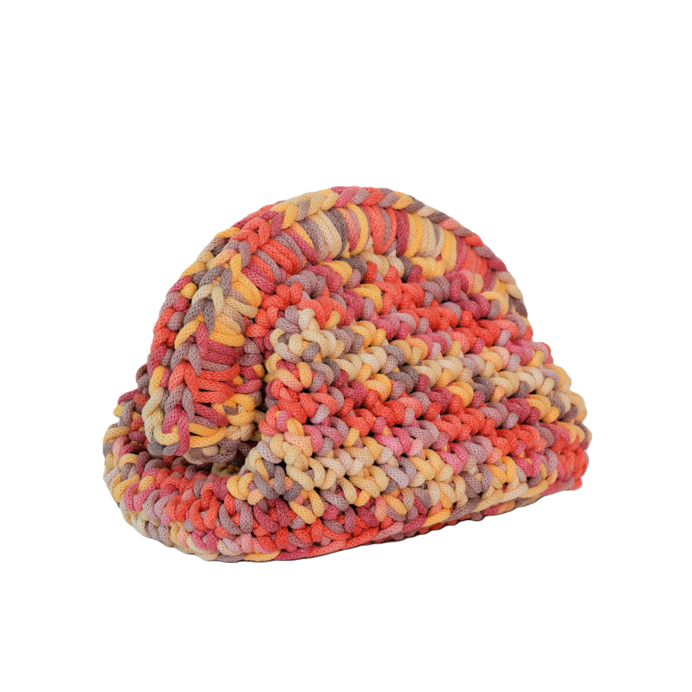Chiara Macrame Clutch - Berry Red & Sand Yellow