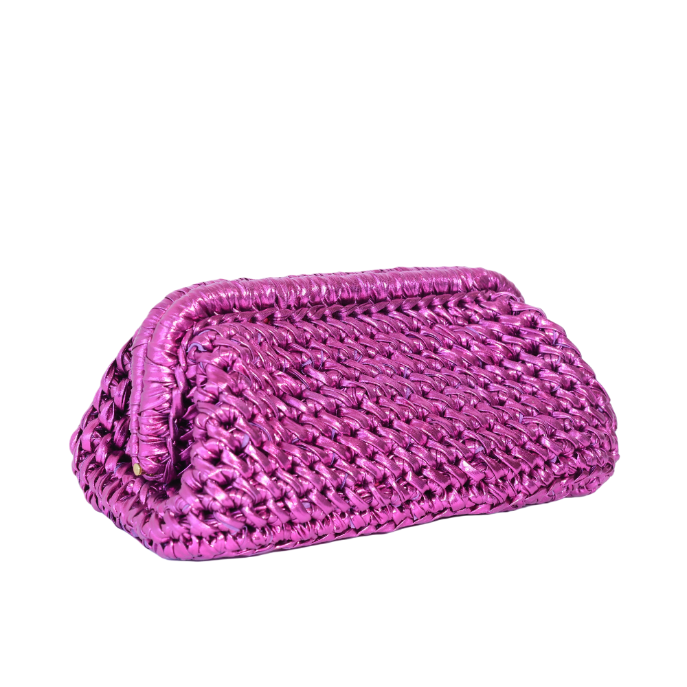 Bianca Metallic Clutch - French Fuchsia