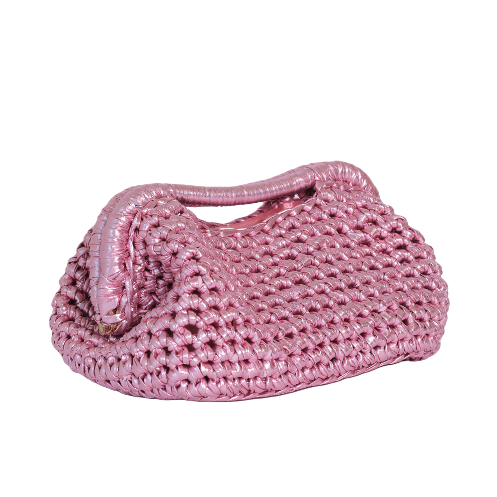 Elena Metallic Clutch - Cotton Candy