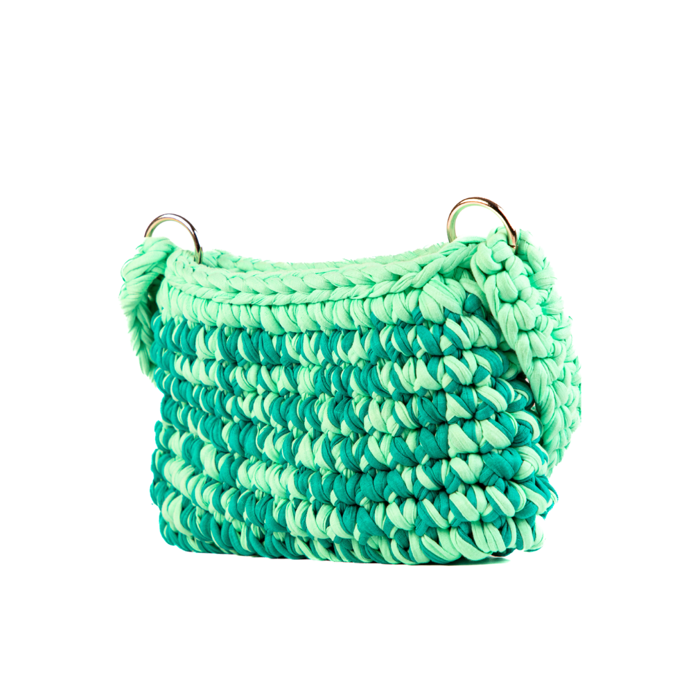 Amalia T-Shirt Yarn Handbag - Green Aqua Blue