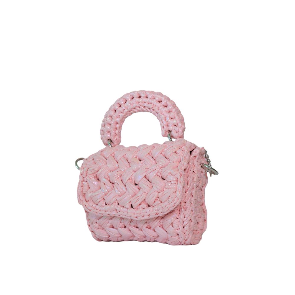 Lucia Puff Metallic Crossbody - Pastel Pink