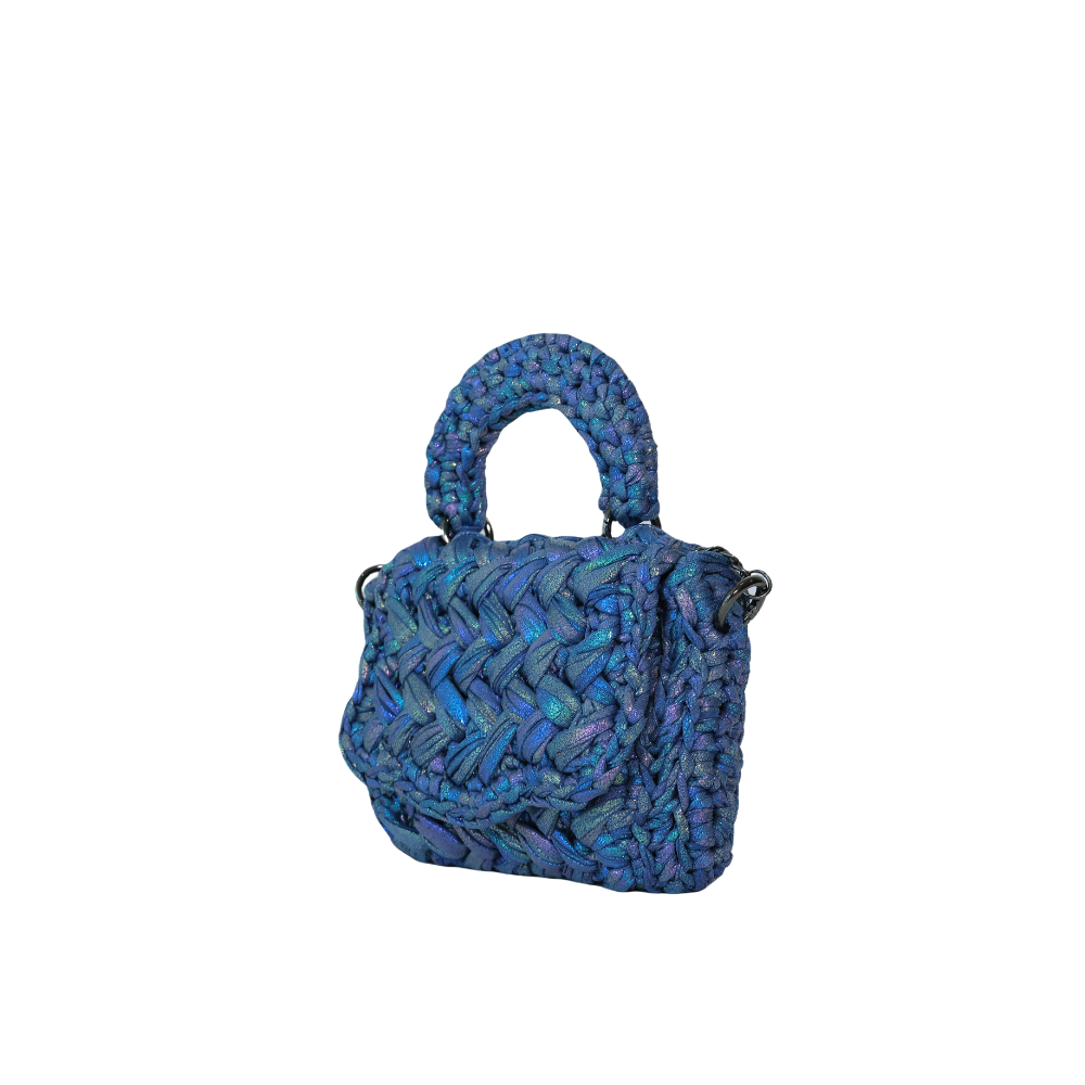 Lucia Puff Metallic Crossbody - Blueberry Blue