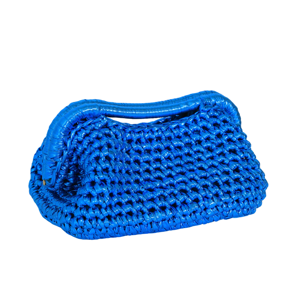 Elena Metallic Clutch - Cobalt Blue