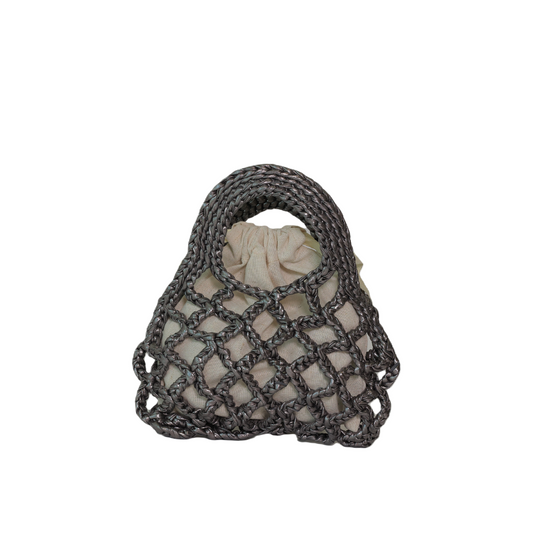 Alice Mini Metallic Net Bag - Aluminum