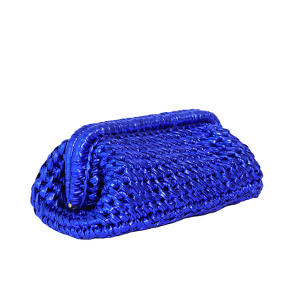 Bianca Metallic Clutch - Imperial Blue