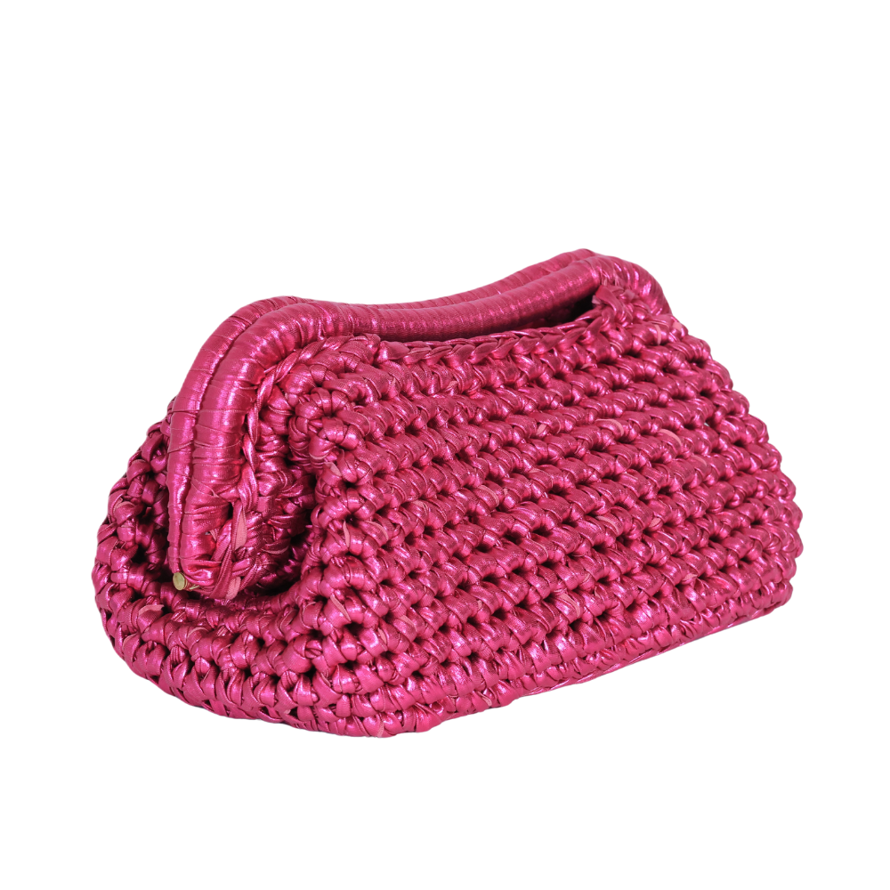 Elena Metallic Clutch - Hollywood Cerise