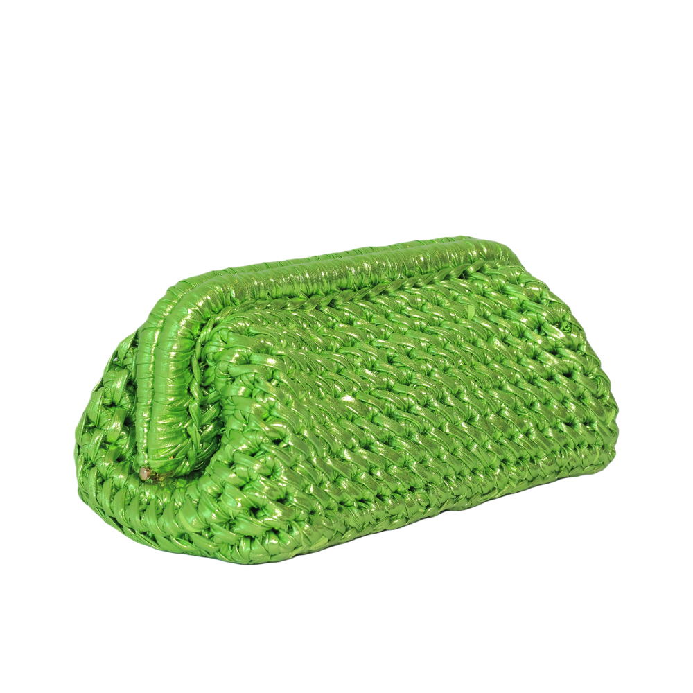 Bianca Metallic Clutch - Kelly Green