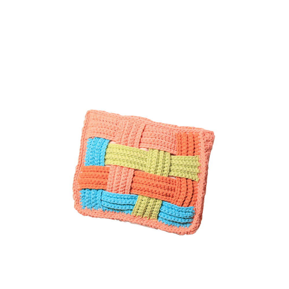 Adelina Macrame Puzzle Clutch - Green Coral Blue