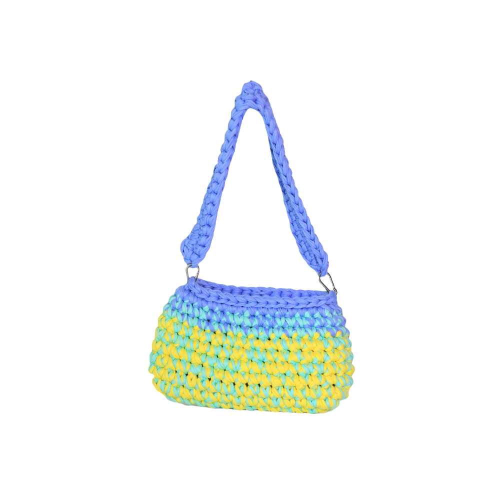 Amalia T-Shirt Yarn Handbag - Blue, Green & Yellow