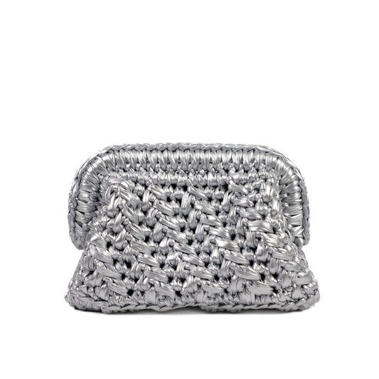Erika Metallic Clutch - Frosted Silver