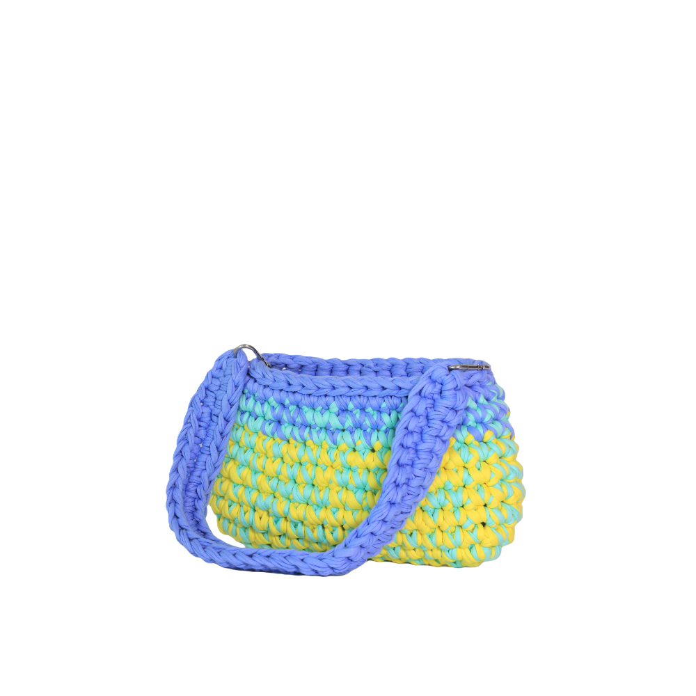 Amalia T-Shirt Yarn Handbag - Blue, Green & Yellow