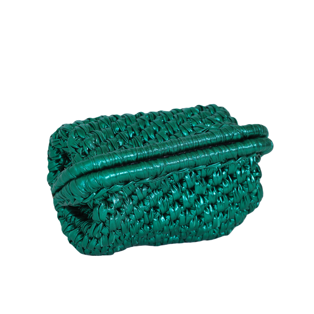 Azurra Metallic Clutch - Forest Green