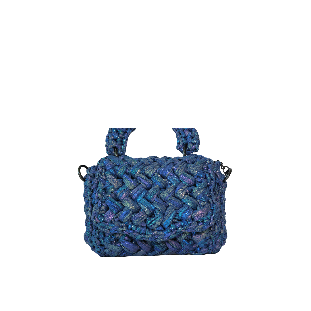 Lucia Puff Metallic Crossbody - Blueberry Blue