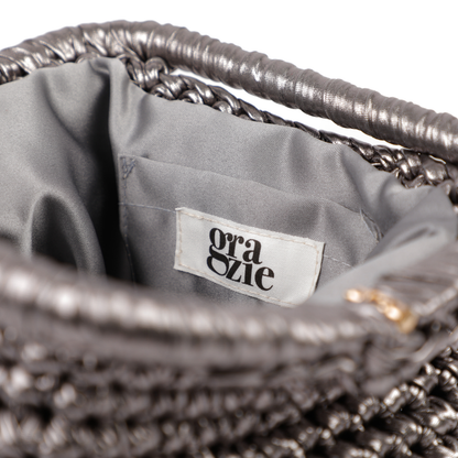 Adele Metallic Open Clutch - Aluminium