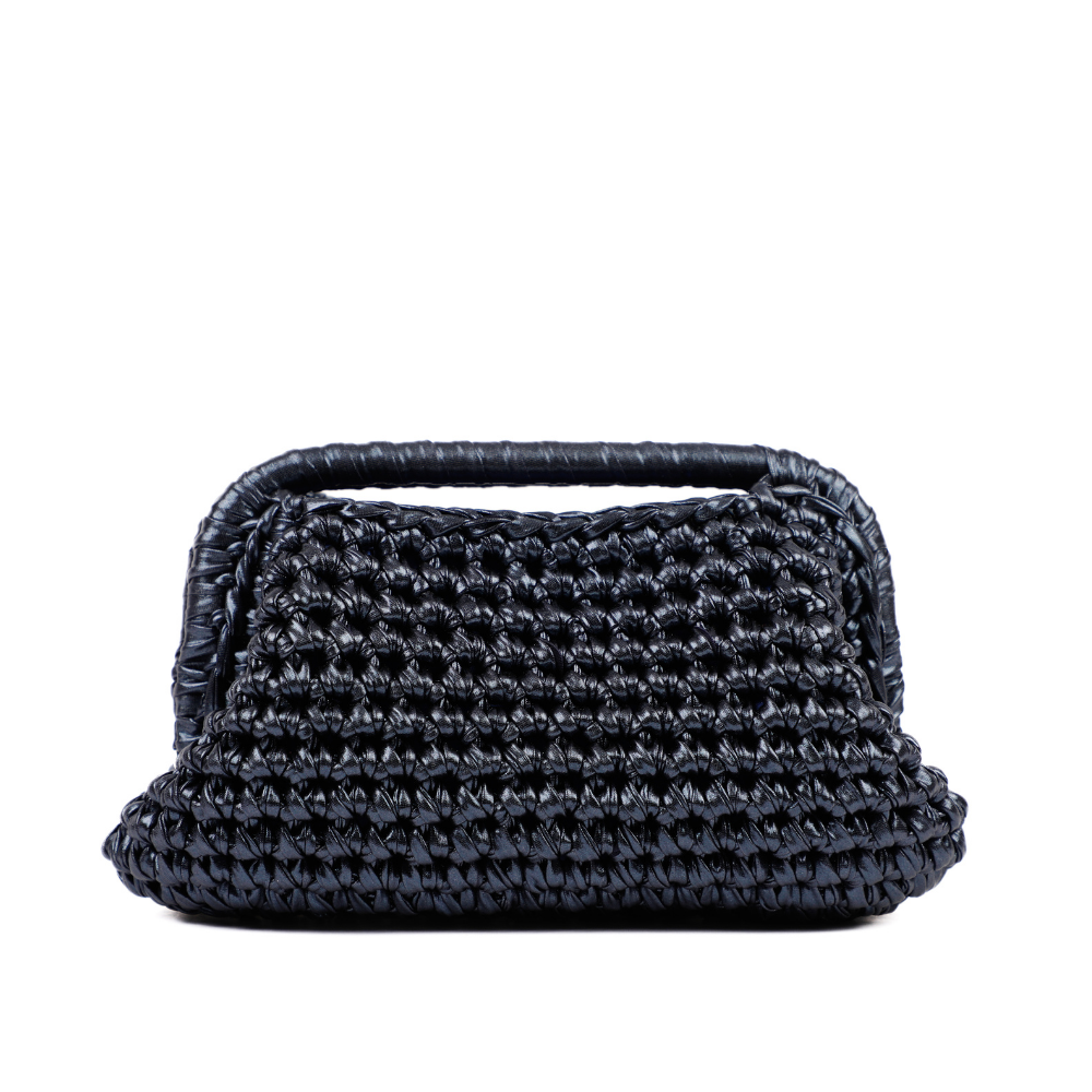 Adele Metallic Open Clutch - Blue Black