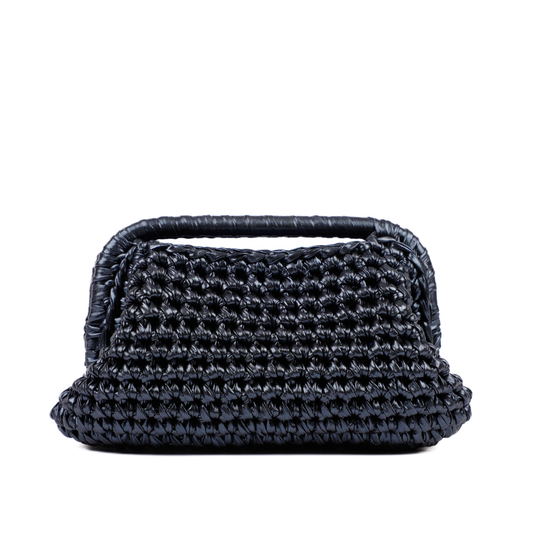 Adele Metallic Open Clutch - Blue Black