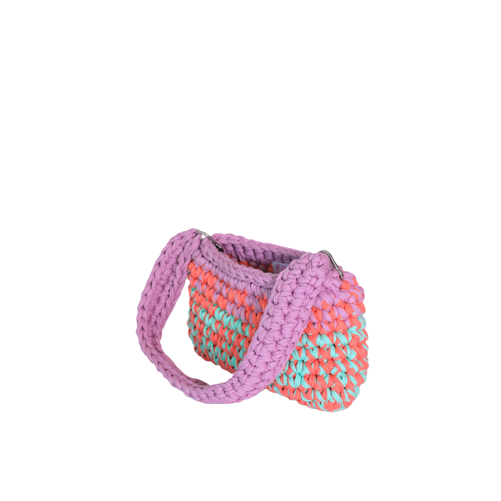 Amalia T-Shirt Yarn Handbag - Pink, Red & Green